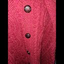 Aran Sweater Market Red Merino Wool Shawl Neck‎ Cable Knit Red Cape Size M/L Size L Photo 5