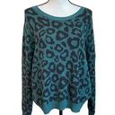 BCBGMAXAZRIA  Womens Sweater Green Black Leopard Print Long Sleeve Pullover L Photo 0