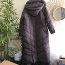 Steve Madden full length maxi grey puffer jacket w/hoodie long sleeve Photo 1