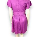 Anthropologie | Vibrant Purple Satin Finish Mini Dress with Deep V-Neckline Photo 7