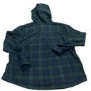 LL Bean Flannel Zip Up Hooded Shacket Relaxed Fit Scotch Plaid Blue Green XL Photo 10