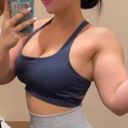 Alphalete Logo Slate Blue Bra Top Gym Photo 3