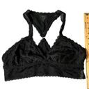 Aerie  Bralette Womens Large Black Lace V Neck Racerback Bralette Photo 3