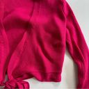 Anthropologie  Moth Magenta Shrug Ribbed Tie Bow Front Long Sleeve Solid Cropped Photo 2