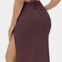 Halara  Ruched Split Backless Crisscross Lace Up Bodycon Casual Dress Fig XS Photo 1