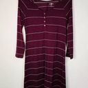 SO  Wine Sweater Dress White Stripes Casual Cool Long Sleeve Soft Touch Size XS Photo 0