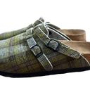 Birkenstock  Birkis Boston Plaid Wool Slip On Mule Clogs Shoes - Green, 7US Photo 5