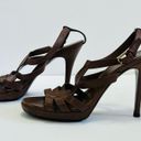 YSL Yves St Laurent Strappy Brown Leather High Heel Stiletto Sandal Shoe Size 38 Photo 4