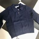 ONIA NWT  Navy Blue Waffle Knit Long Sleeve Shirt Polo Collar Sweater Comfy sz L Photo 8