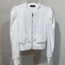 Generation Love  Women's Blair Velour Bomber Jacket XSMALL White Lined Pockets Photo 1