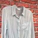 Abound Blue and White Striped  Front Tie Button-Up Blouse Photo 3