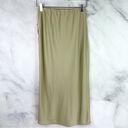 Oak + Fort Satin Midi Slip Skirt High Waisted Front Slit Bias Cut Elm Sage Green Photo 4