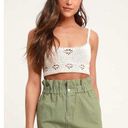 Lulus  Genie Paperbag Skirt Womens Medium Olive Casual Denim Mini Utility Glam Photo 0