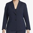 Anne Klein  Size 16 Seersucker Texture Striped Blazer Navy Black Photo 0