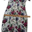 None Vintage Rose Floral Button Front Short Sleeve Mini Dress XS Photo 7