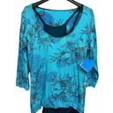 Columbia NEW  Turquoise and Navy Layer Look 3/4 Sleeve Print Top Size Medium Photo 1