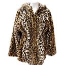 Dennis Basso Brown Leopard Zip Front Faux Fur Coat with Hood and Waist Detail Photo 7