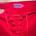 Dolls Kill  Edikted Red Lace Up Wide Leg Jeans Medium Photo 3