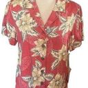 Caribbean Joe  Short Sleeve Button Down Classic Mauve 100% Rayon Hawaiian Blouse Photo 0