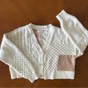 American Eagle  size small patchwork cardigan super soft cute cream tan off-white Photo 0