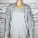 Lane Bryant  Size 22/24 Gray - Blue & White Stripe Mixed Fabric Sweatshirt Top Photo 0