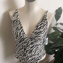 Old Navy  swimsuit Ruched Deep V-Neck OnePiece swimwear Cream Black animal size S Photo 5