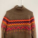 Lou & grey LOU GREY LOFT Fair Isle Sweater Brown Multi Nordic Nylon Wool Turtleneck Medium Photo 5