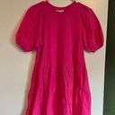 ZARA hot pink puff sleeve tiered cotton mini dress size xs Photo 0