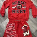 Nba Miami Heat Womens Red Graphic Pullover and Shorts SET Basketball Womens Size L Photo 0