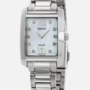 Seiko New!  Women's Solar Dress Watch #SUP377 Silver Diamond & Mother of Pearl Photo 0