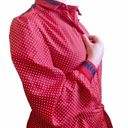 Abe Schrader Vintage  Sport Red White Polka-Dot Blue Trim Belted Midi Shirt Dress Photo 6