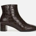 via spiga  Vinson Embossed Croc Espresso Block Heel Ankle Bootie Dark Brown Photo 0