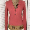 Self Esteem  Ribbed Knit V Neck Crop Shirt Spice Orange Medium Photo 0