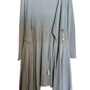 Umgee  Duster Womens Medium Beige Boho Waffle Knit Drape Cardigan Open Sweater Photo 0