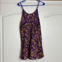 VINTAGE PURPLE PAISLEY SATIN SLIP LINGERIE DRESS Size M Photo 2