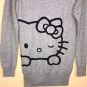 Sanrio  Women’s Hello Kitty Large Face Knit Heather Gray Black Longline Sweater Photo 1