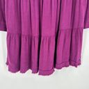 White Birch NWT  Frayed Hem Button Front linen blend Tunic Dress Purple Small Photo 7