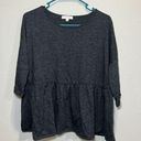 Downeast  Charcoal Gray Knit Oversized Peplum Top With Drop Shoulders Medium EUC Photo 0