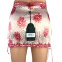 New Frankies Bikinis Pink Floral Silky Satin Lace Pencil Straight Mini Skirt S Photo 2