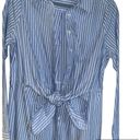 NWOT Calvin Klein Blue & White Striped Tie Front Shirt Dress 100% Cotton Size 8 Photo 3