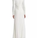 Halston Heritage Ivory V-Neck Ruched Jersey Gown Photo 1