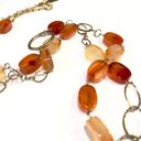 Coldwater Creek  Women’s Goldtone & Brown Quartz Stones Long Steam Necklace Photo 2