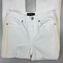 Juicy Couture  White Tuxedo Stripe Crop Flare Uneven Hem Jeans size 24 Photo 6