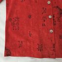 Chico's  Suede Leather Jacket Top Size 2 / Large 12 Red Asian Print Button Up LS Photo 5