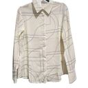 Mango  Ivory lines flowy button up shirt Medium Photo 0