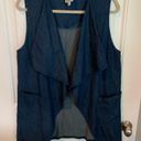 Bobeau  Size L Waterfall Open Front Blue Chambray Sleeveless Vest Women’s C004 Photo 0