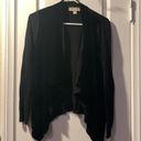 Michael Kors  Velvet Front Long Sleeve Waterfall Sweater Cardigan Black Size Med Photo 1