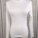 Aura  Long Sleeve Mock Neck Bodysuit Stretchy Ribbed White-M/L Photo 0