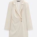 ZARA NWOT linen blend cream ivory blazer dress with gold buttons Photo 4