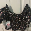 Celebrity Pink Off the shoulder black floral baby doll top Photo 2